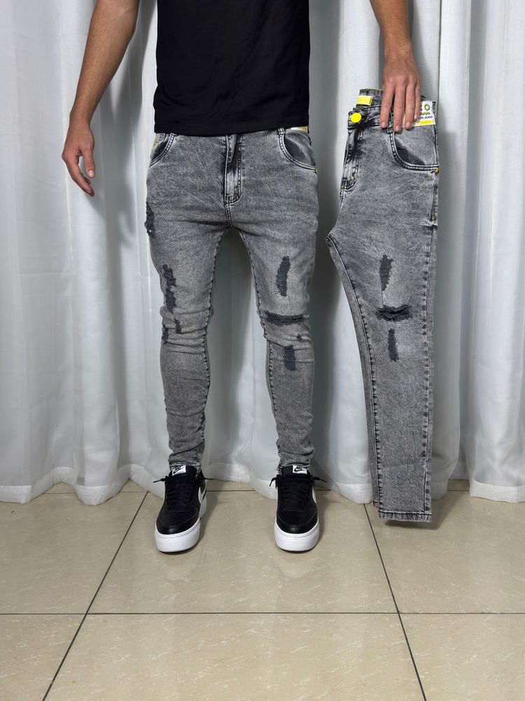 Calça jogador All Cinza Grafiti Rasgos com detalhe no joelho