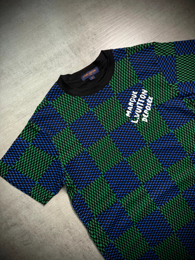 Camisa Louis Vuitton Estampa Xadrez - Azul/Verde