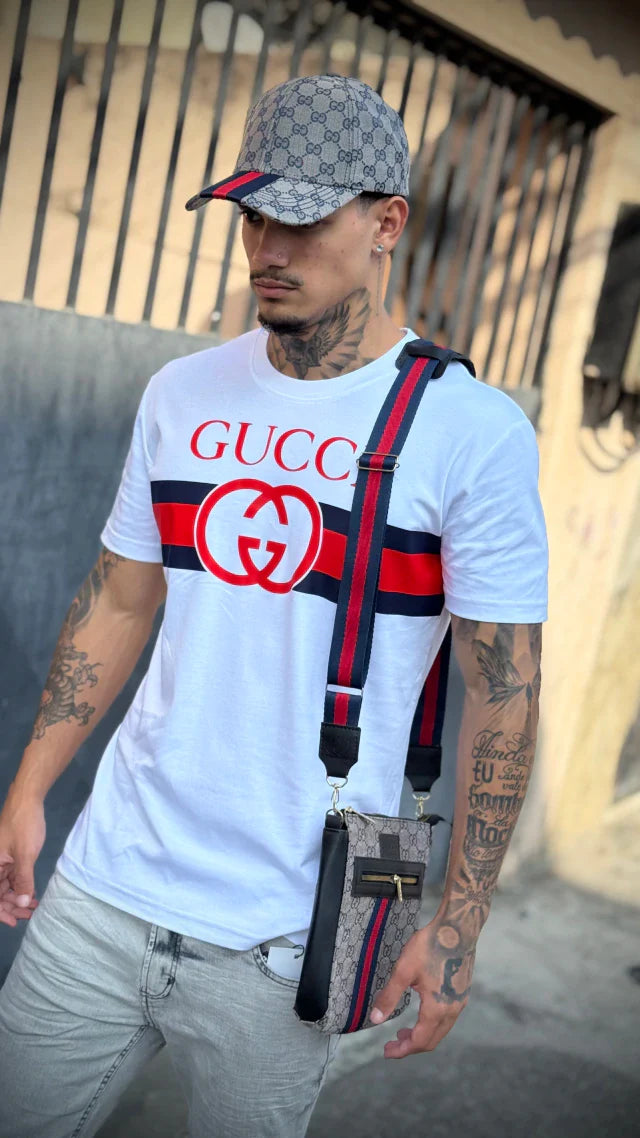 Camisa Gucci Faixa Frontal - Premium - Branca