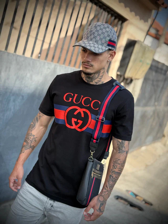 Camisa Gucci Faixa Frontal - Premium - Preta